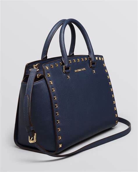 michael kors black satchel stud strip|black Michael Kors satchel.